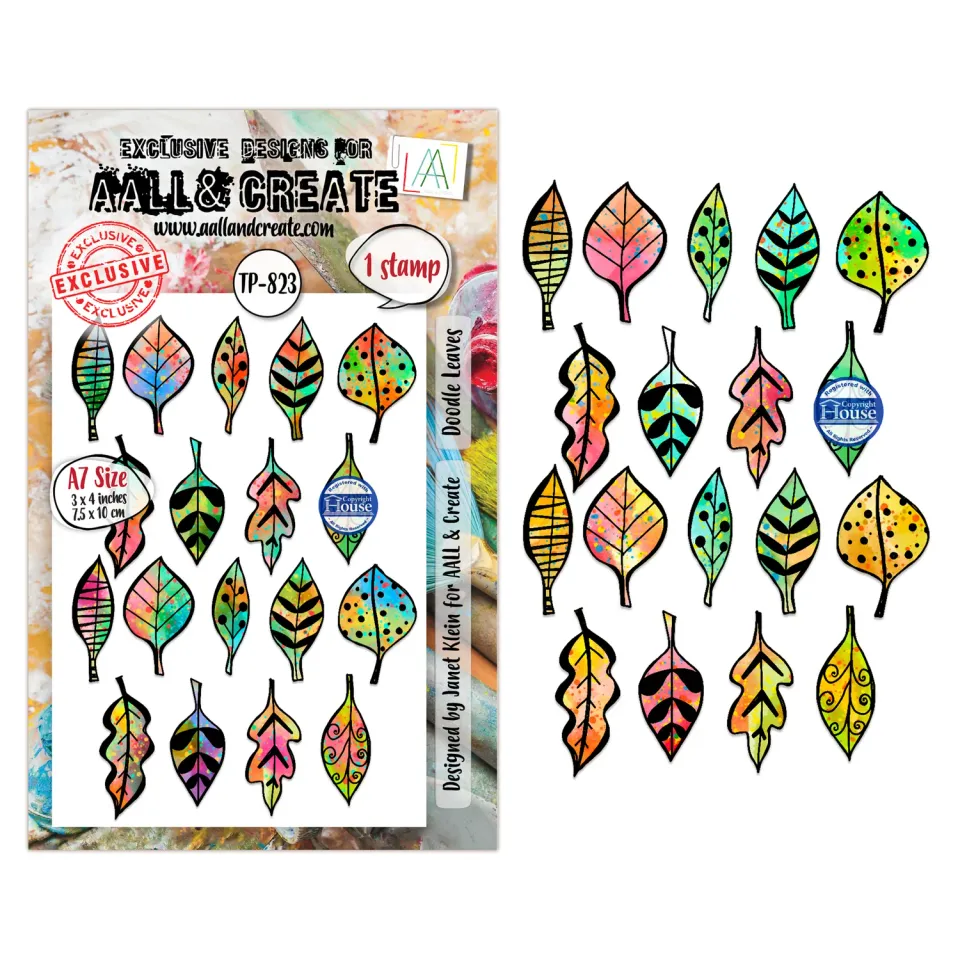 AALL and Create TP-823 Doodle Leaves Stempelset A7 klar