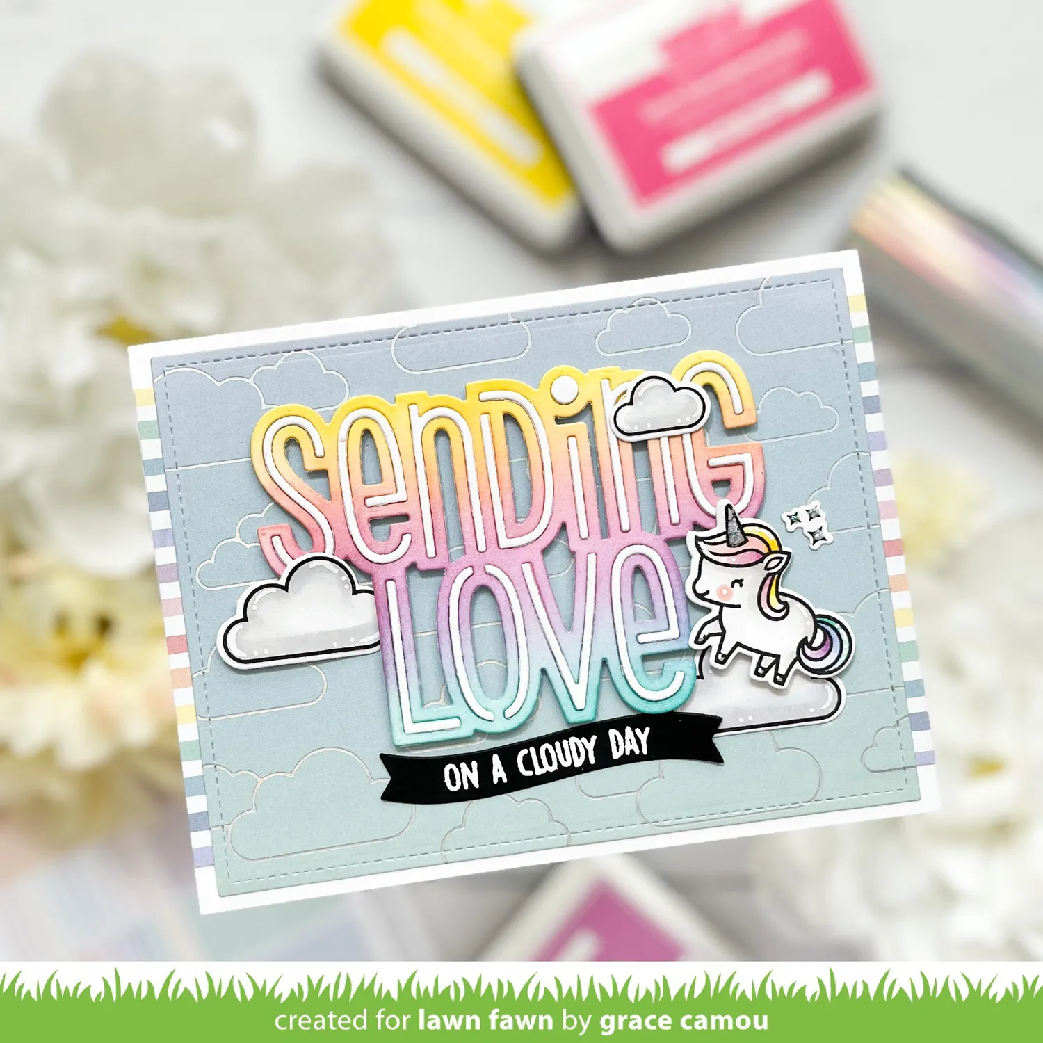 Lawn Fawn Giant Sending Love Stanzschablone 10x7cm