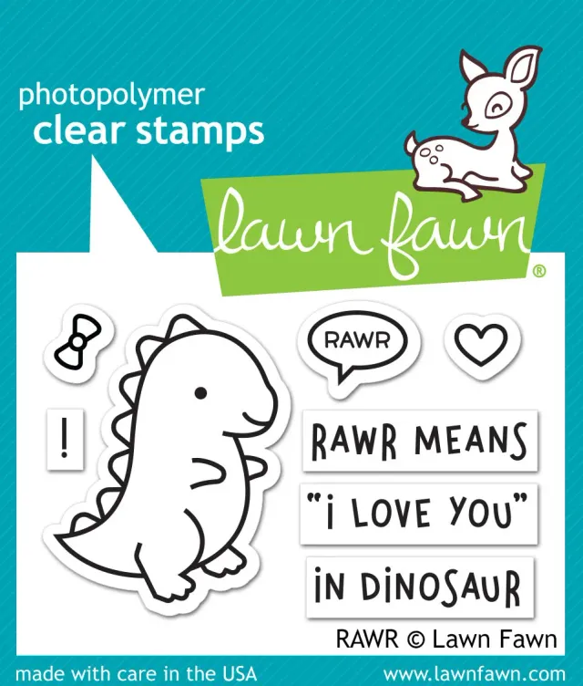 Lawn Fawn Rawr LF1555 Clear Stamps Dino I love you