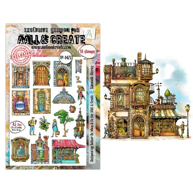 AALL and Create TP-1473 Sidewalk Stories Stempelset A5 18-teilig