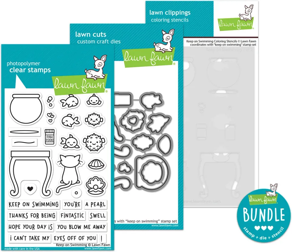 Lawn Fawn Keep on Swimming Bundle Stempel Stanzen Schablonen