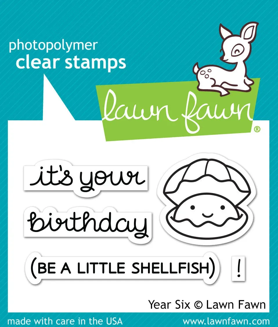 Lawn Fawn Year Six Clear Stamps Geburtstag Muschel Mini