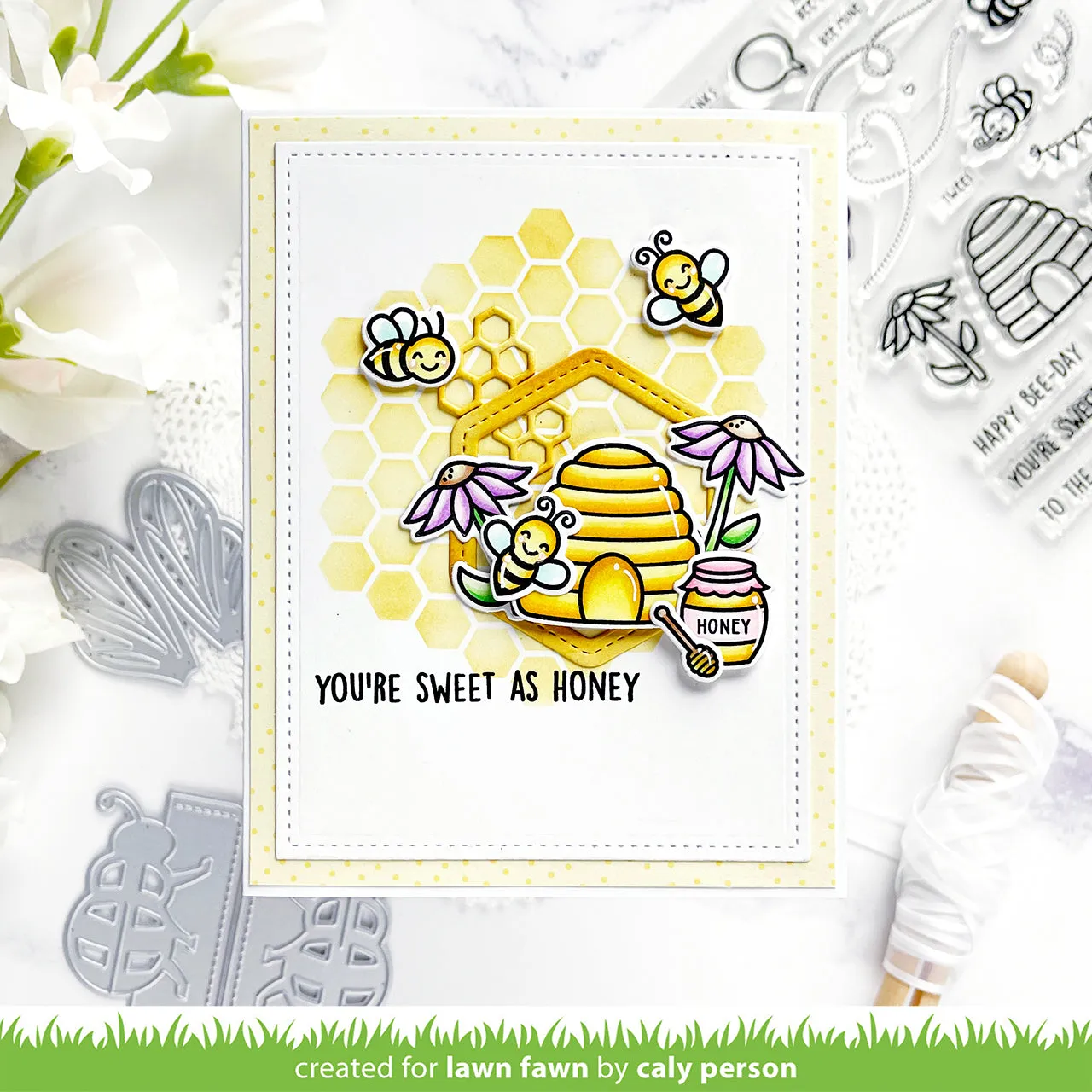 Lawn Fawn Hive Five Clear Stamps Bienen Englisch LF2927
