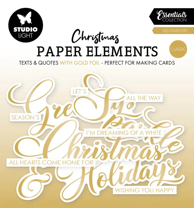 StudioLight Essentials Gold Sentiments Papier-Elemente 40 Teile