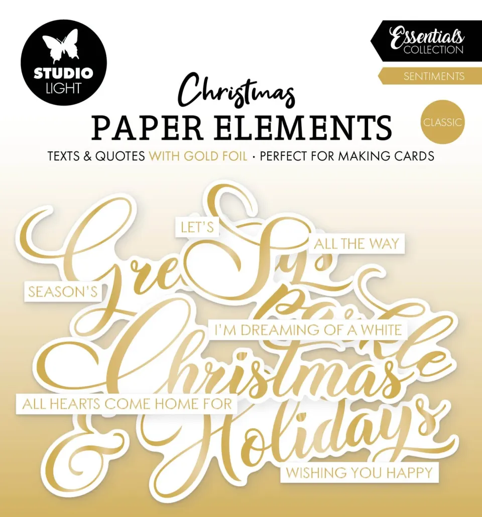 StudioLight Essentials Gold Sentiments Papier-Elemente 40 Teile