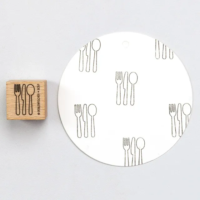 Perlenfischer Besteck outline Stempel 19x12mm