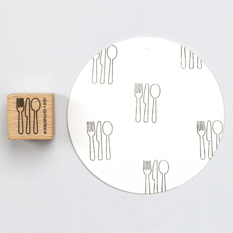 Perlenfischer Besteck outline Stempel 19x12mm