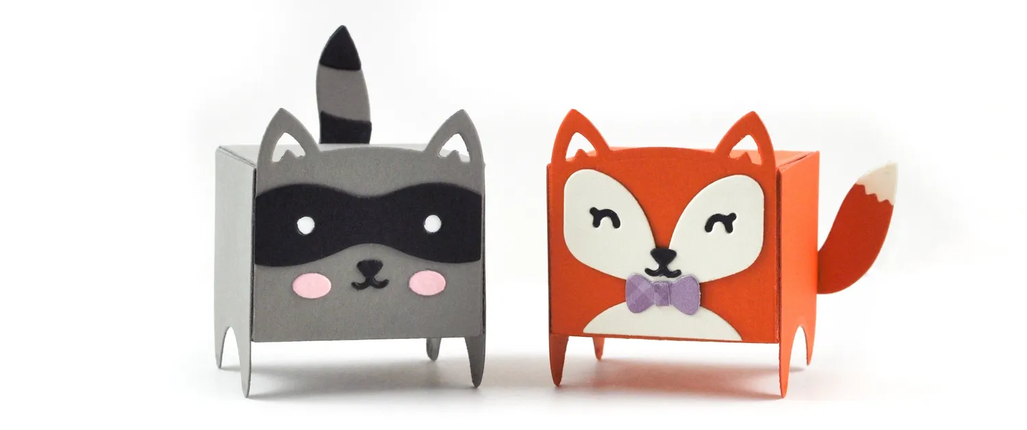 Lawn Fawn Tiny Gift Box Raccoon Fox Stanzformen 2 Motive