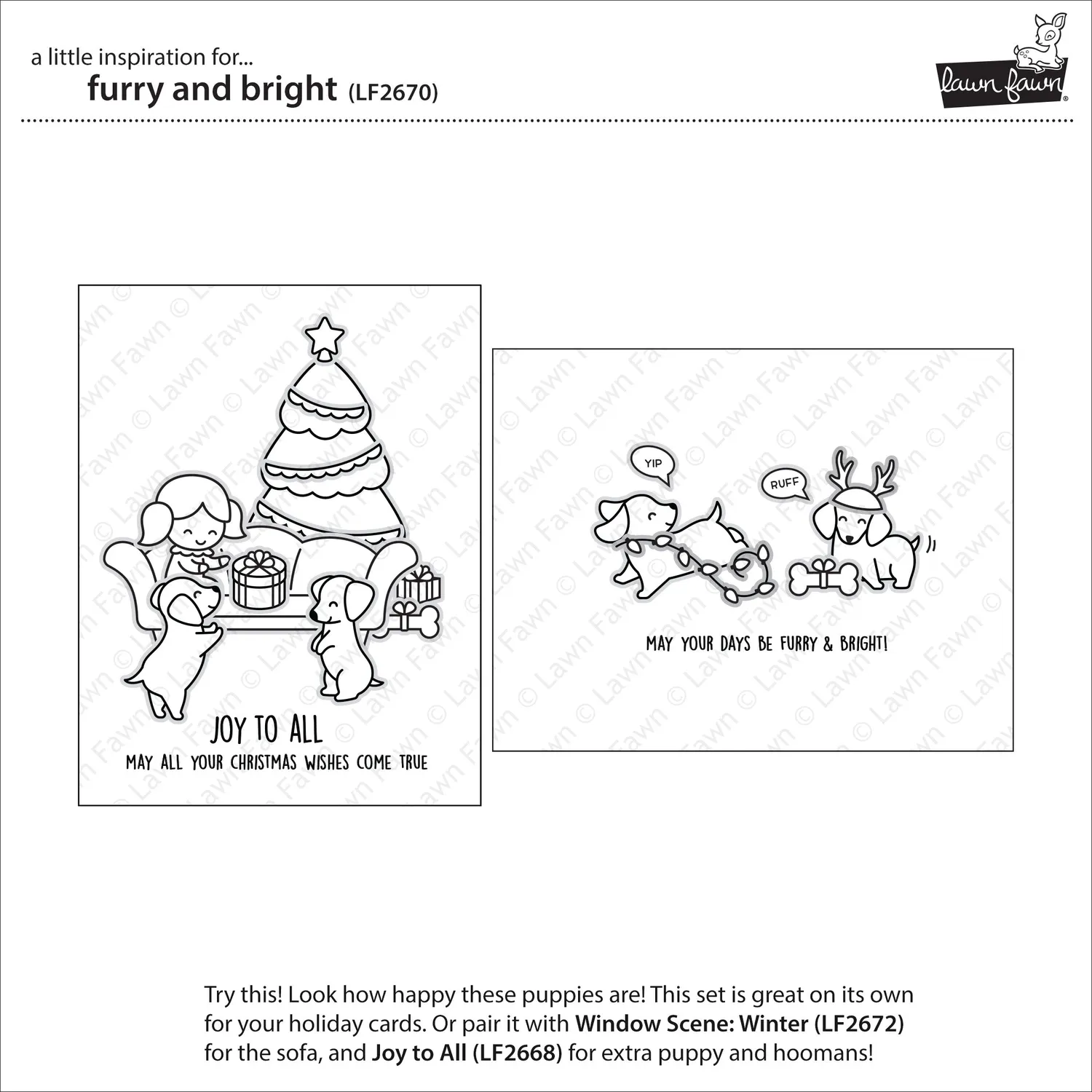 Lawn Fawn Furry and Bright Clear Stamps Hunde