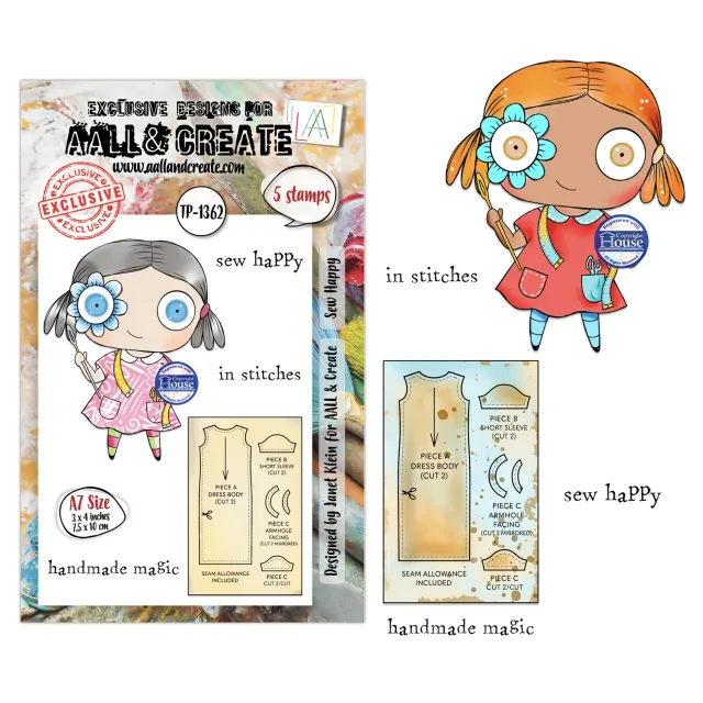 AALL and Create TP-1362 Sew Happy Stempel A7 5-teilig Nähmotiv
