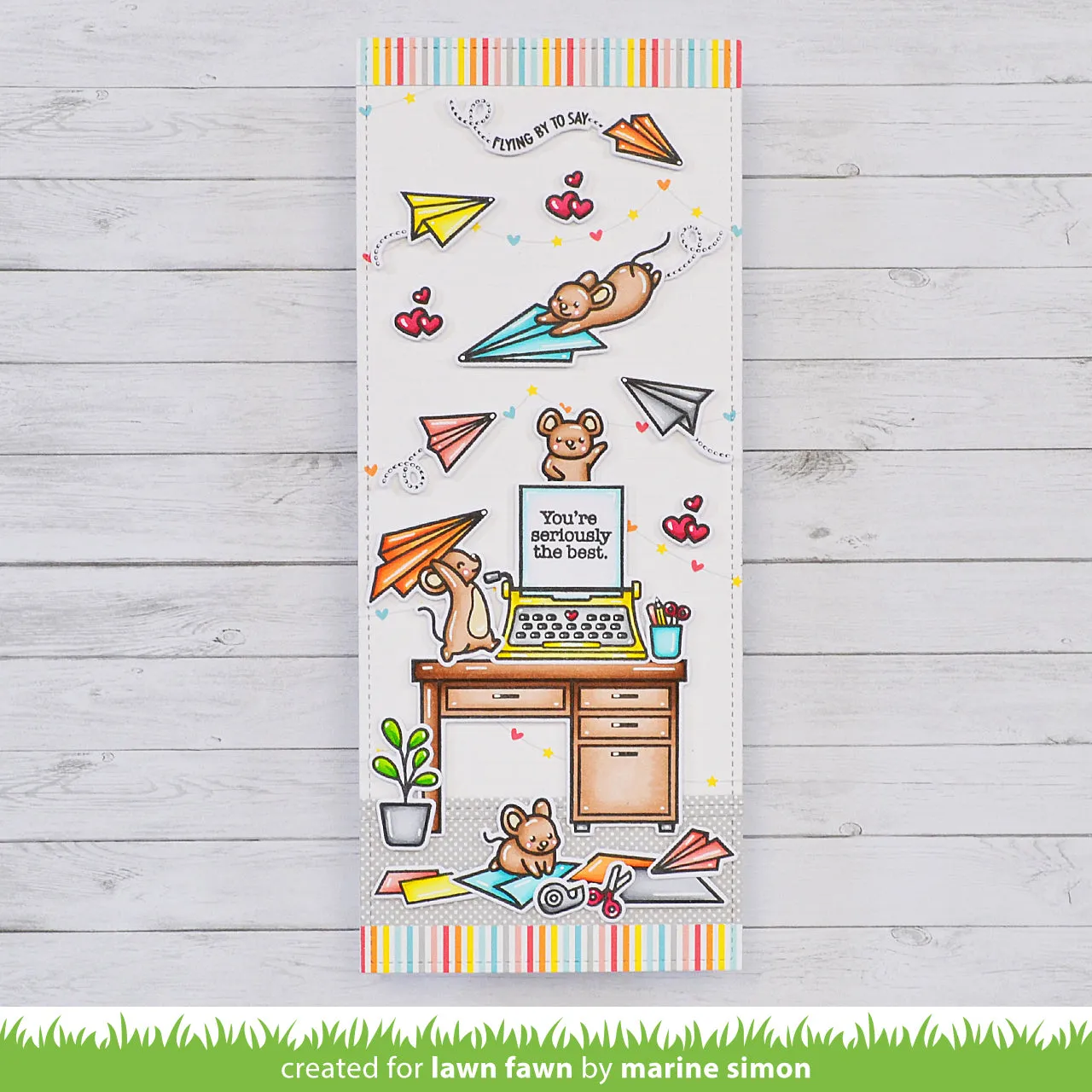 Lawn Fawn Just Plane Awesome Sentiment Trails Stempelset Papierflieger