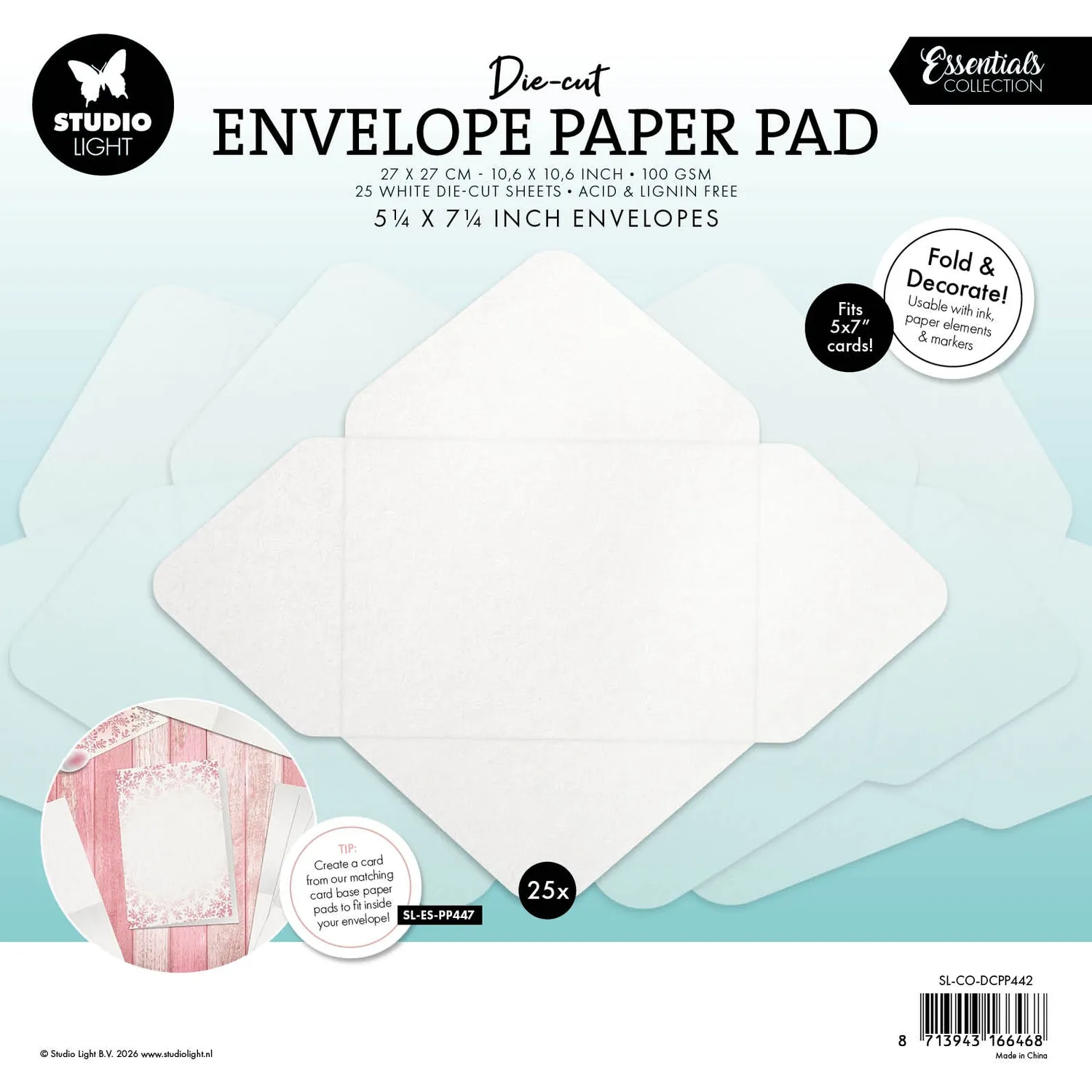StudioLight Essentials Papierblock Umschläge 5,25x7,25 Zoll