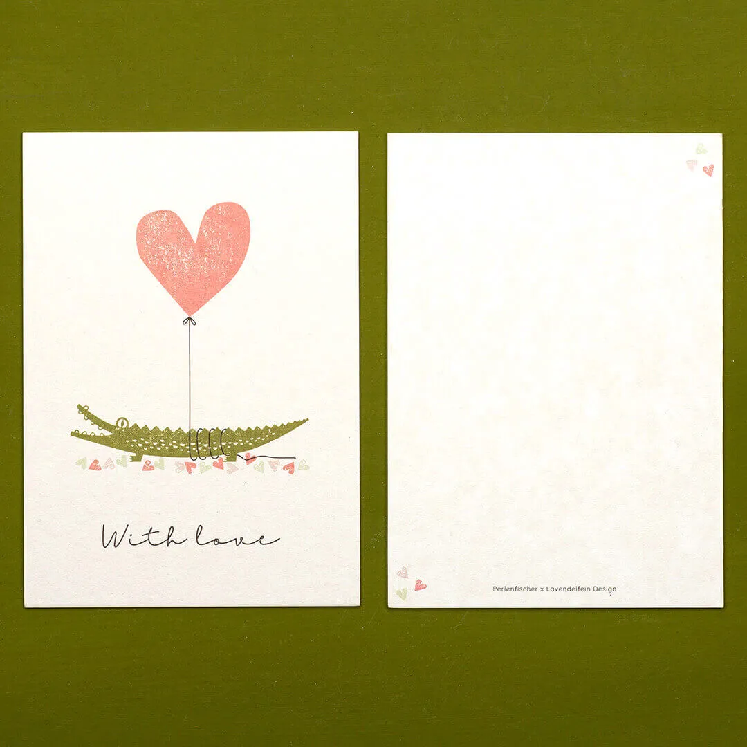 Perlenfischer With love Grußkarte A6 Lavendelfein Design