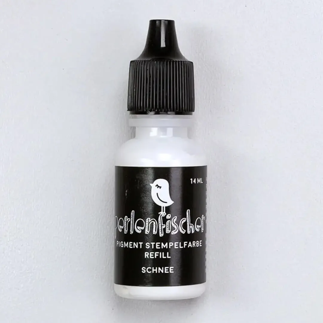 Perlenfischer Pigment Stempelfarbe Refill Schnee 14 ml weiß