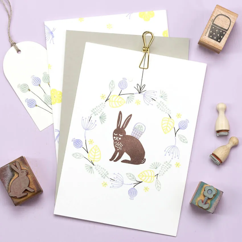 Perlenfischer Träumender Hase Holzstempel Ostern