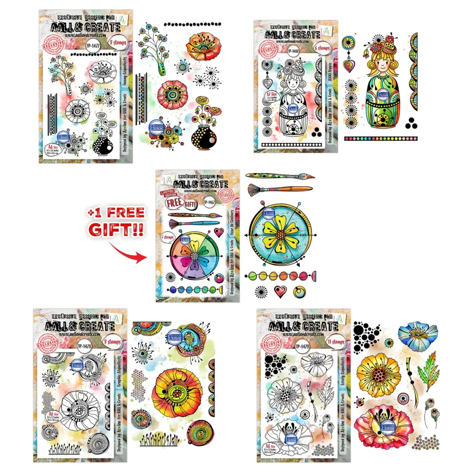 AALL and Create Azoline Lovely Couleurs Stempel-Bundle A6 floral