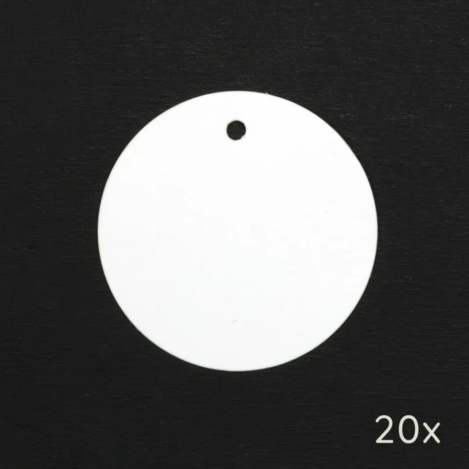 Perlenfischer Round Papieranhänger 20 Stück 50 mm weiß