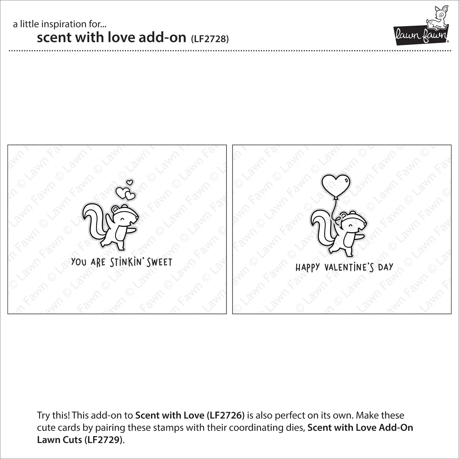 Lawn Fawn Scent with Love Add-On Stempelset Valentinstag