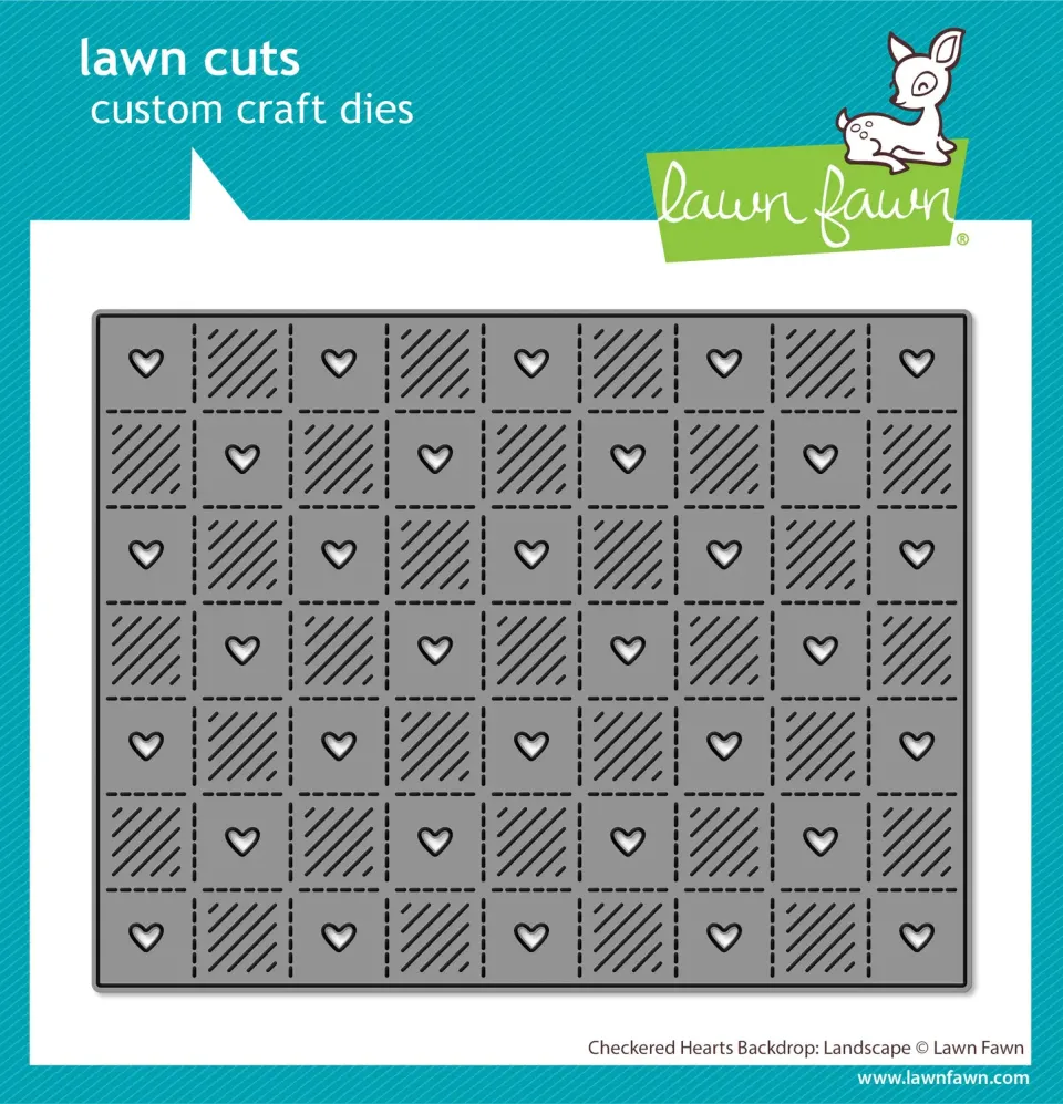 Lawn Fawn Checkered Hearts Backdrop Stanzen LF3963 quer