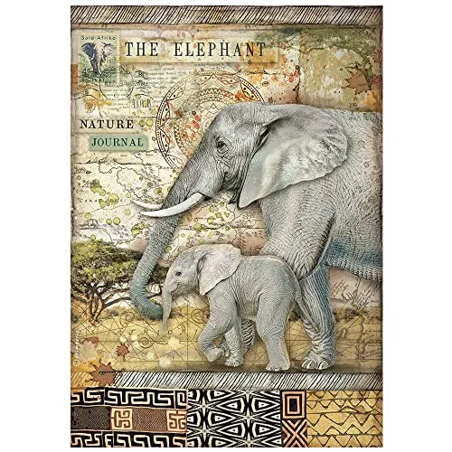 Stamperia Savana DFSA4684 Reispapier A4 Elefant