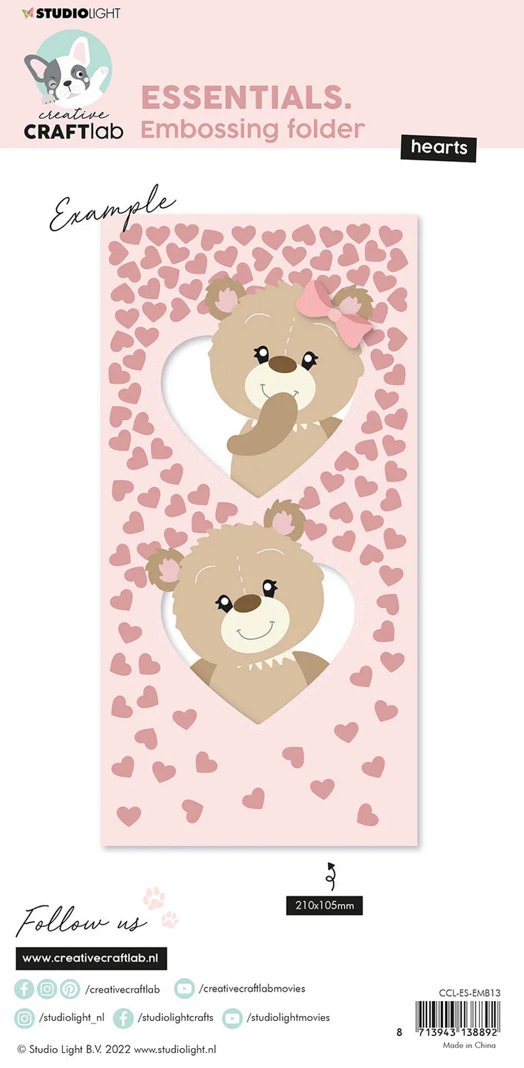 Creative Craftlab Essentials Slimline Hearts Prägefolder