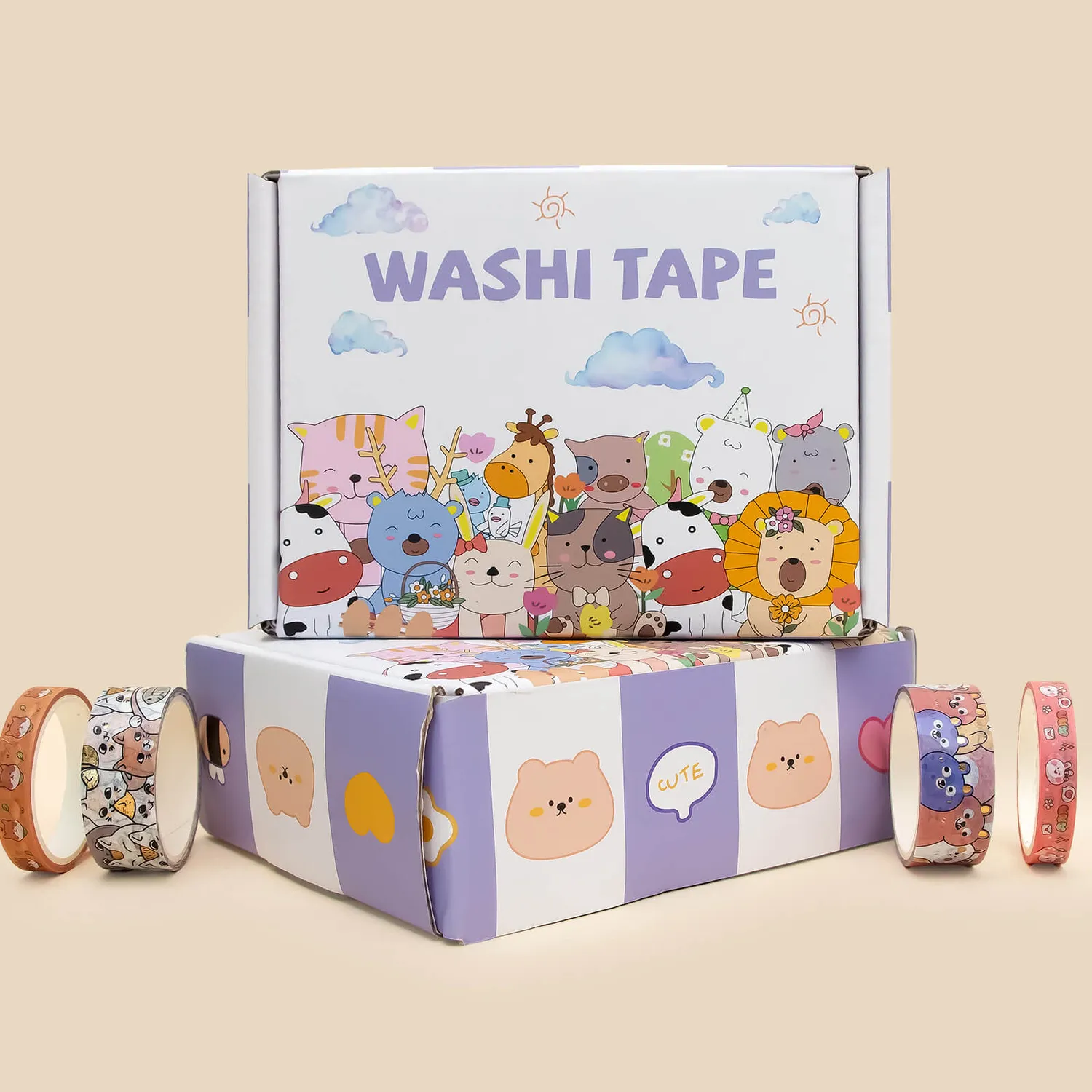 Ieebee Cat & Dog Washi Tape Set 24 Rollen Kawaii