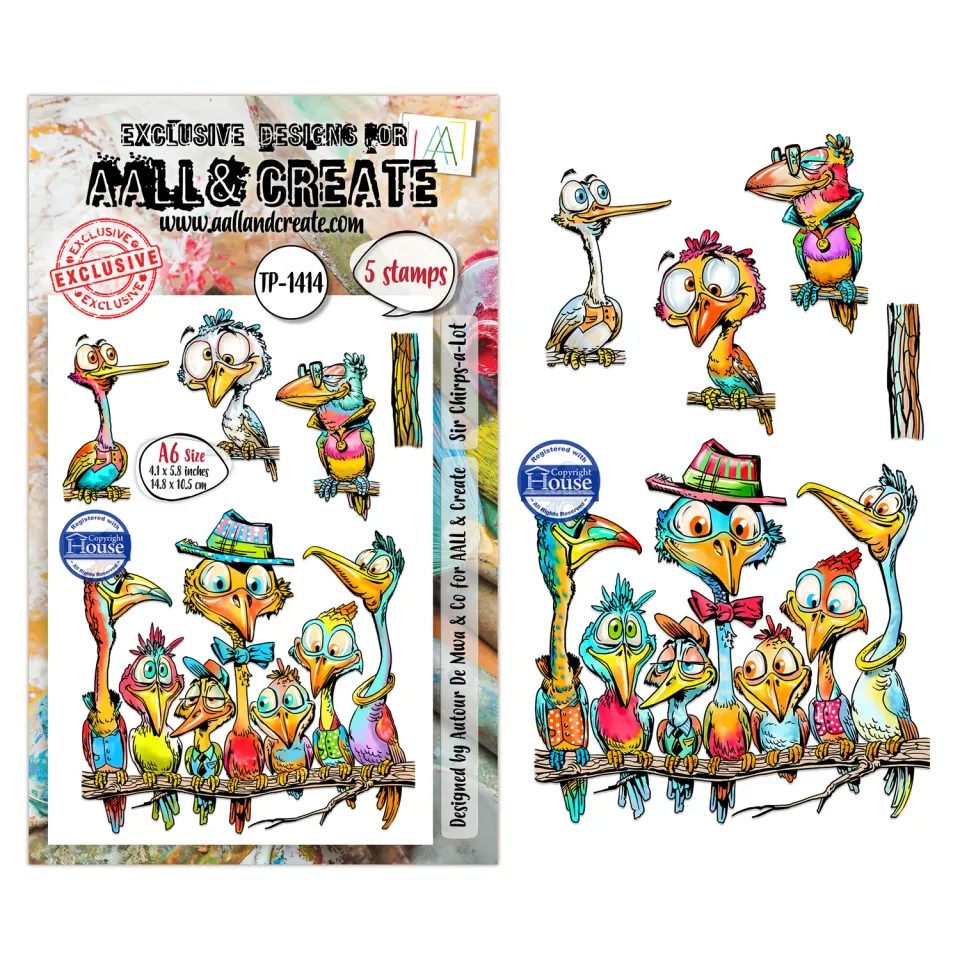 AALL and Create TP-1414 Stempelset A6 Sir Chirps-a-Lot