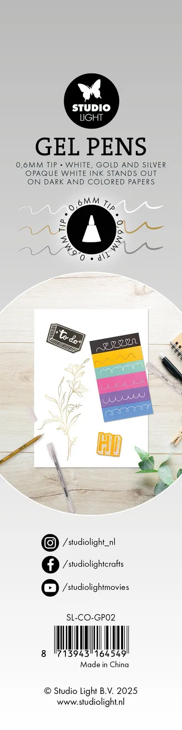 StudioLight Essentials Gel Pens weiß gold silber 0,6 mm 3 St