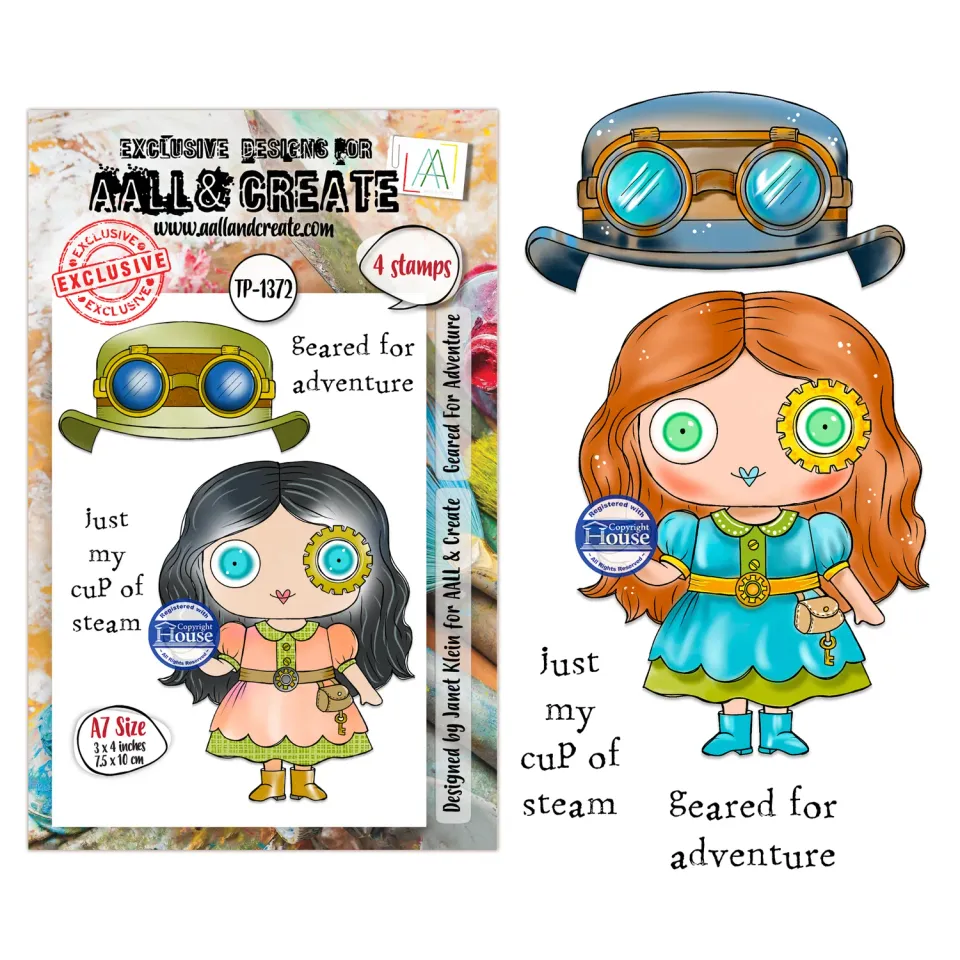 AALL and Create TP-1372 Geared For Adventure Stempelset A7 4-teilig