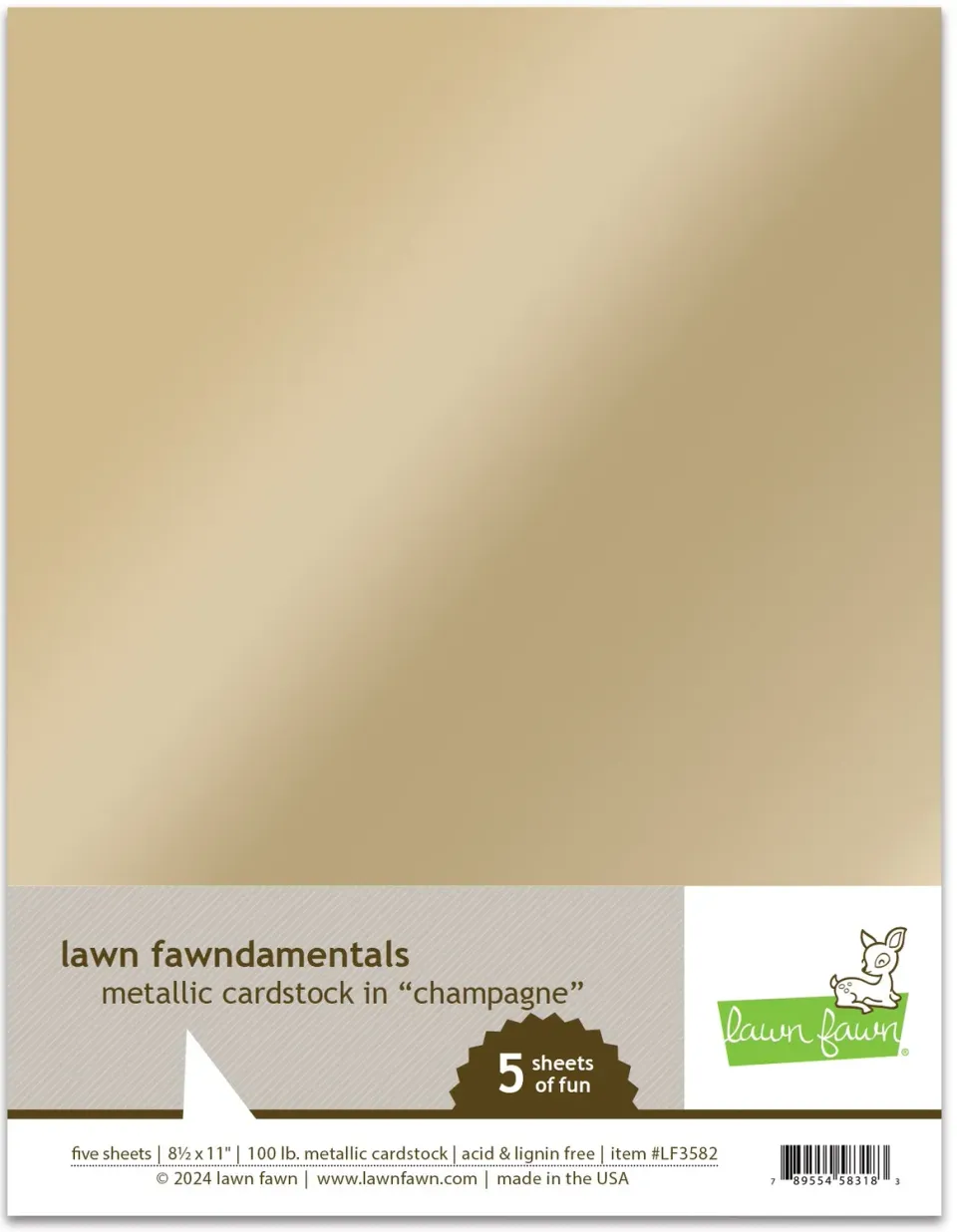 Lawn Fawn Metallic Champagner LF3582 Papier Champagner 5 Blatt