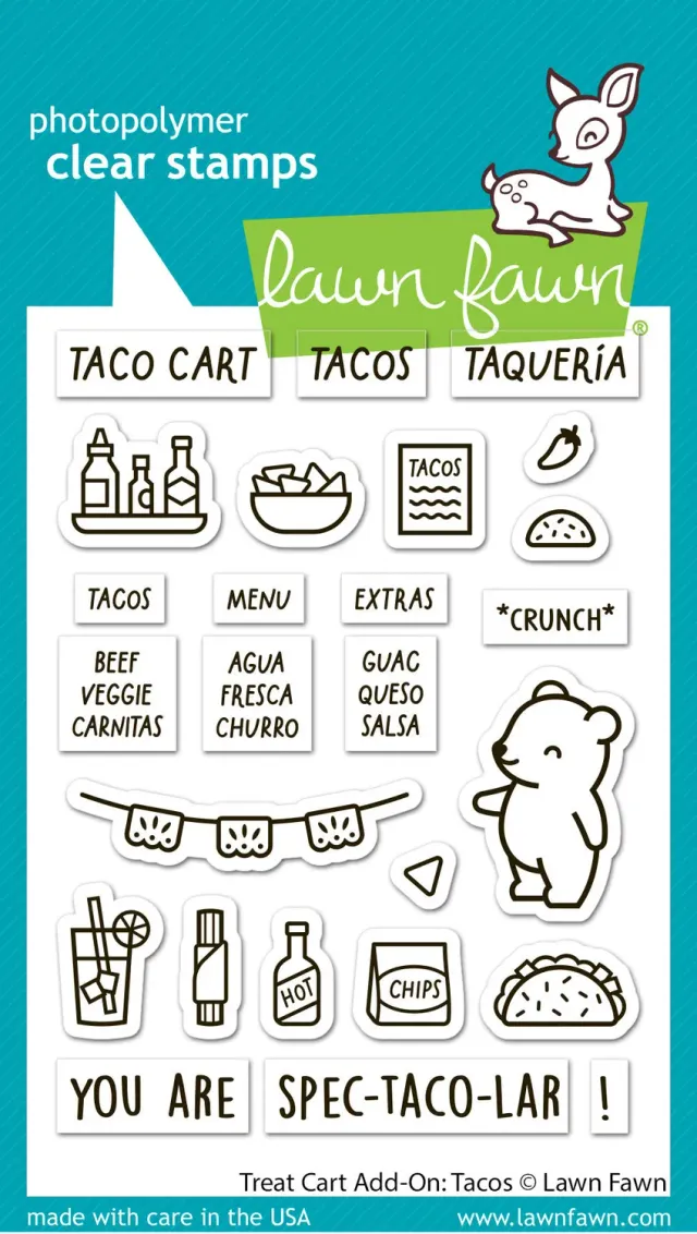 Lawn Fawn Treat Cart Tacos Stempelset Fiesta