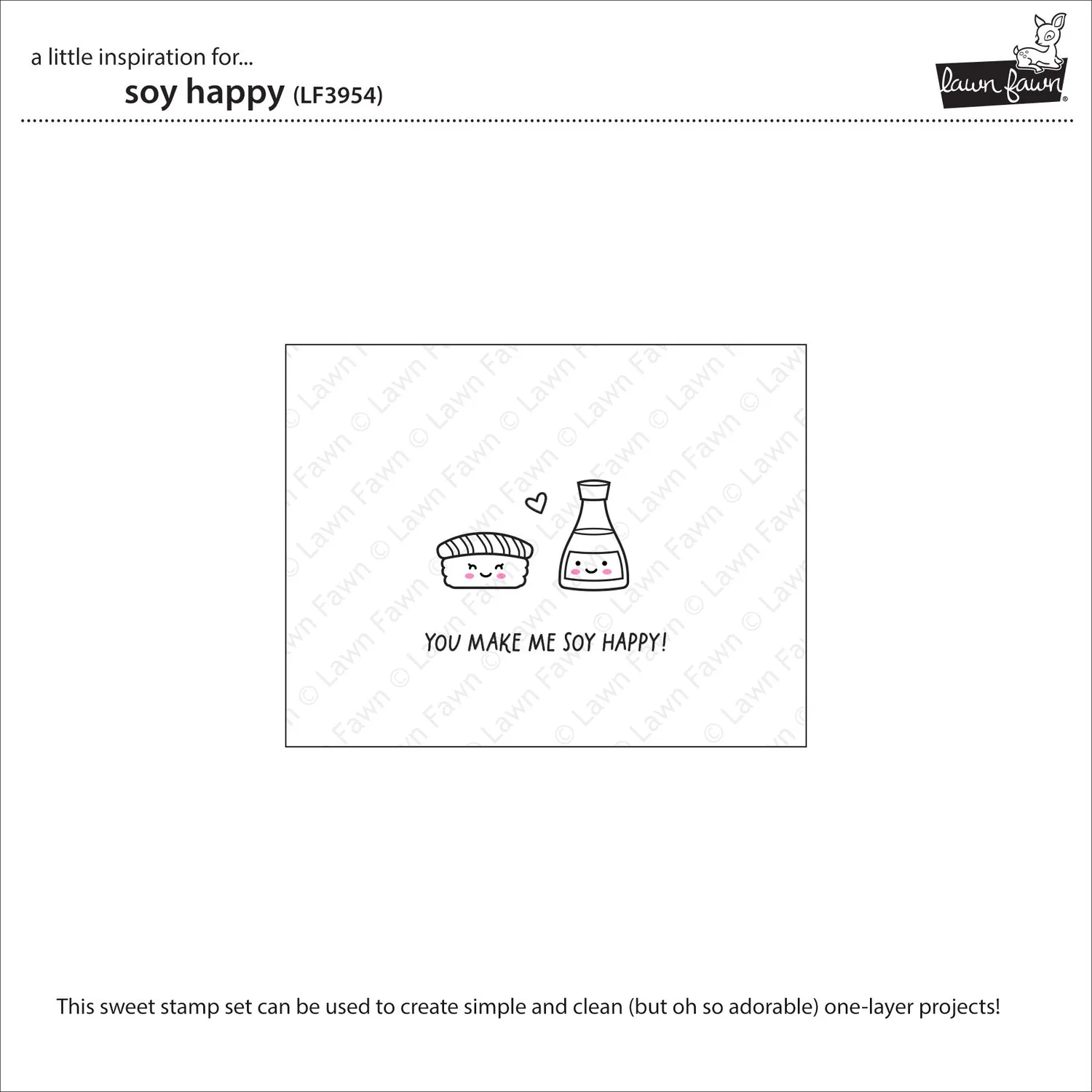 Lawn Fawn Soy Happy Stempelset Sushi Valentinstag