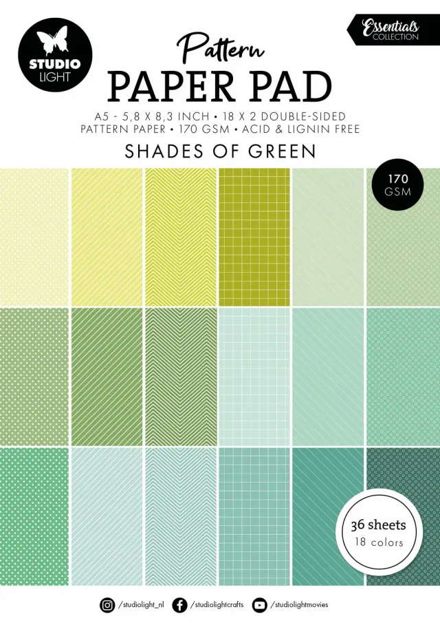 Studio Light Essentials Shades of Green Paper Pad A5 36 Blatt