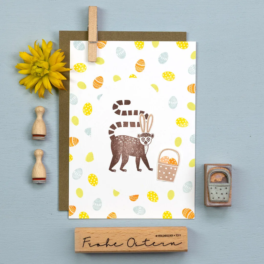 Perlenfischer Lemur Stempel 38x61 mm Tiermotiv