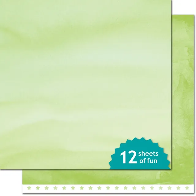 Lawn Fawn Watercolor Wishes Four-Leaf Clover Papier 12x12 12 Bogen grün