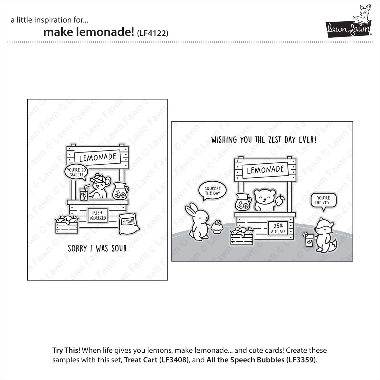 Lawn Fawn Make Lemonade Stempelset Mäuse Sommer