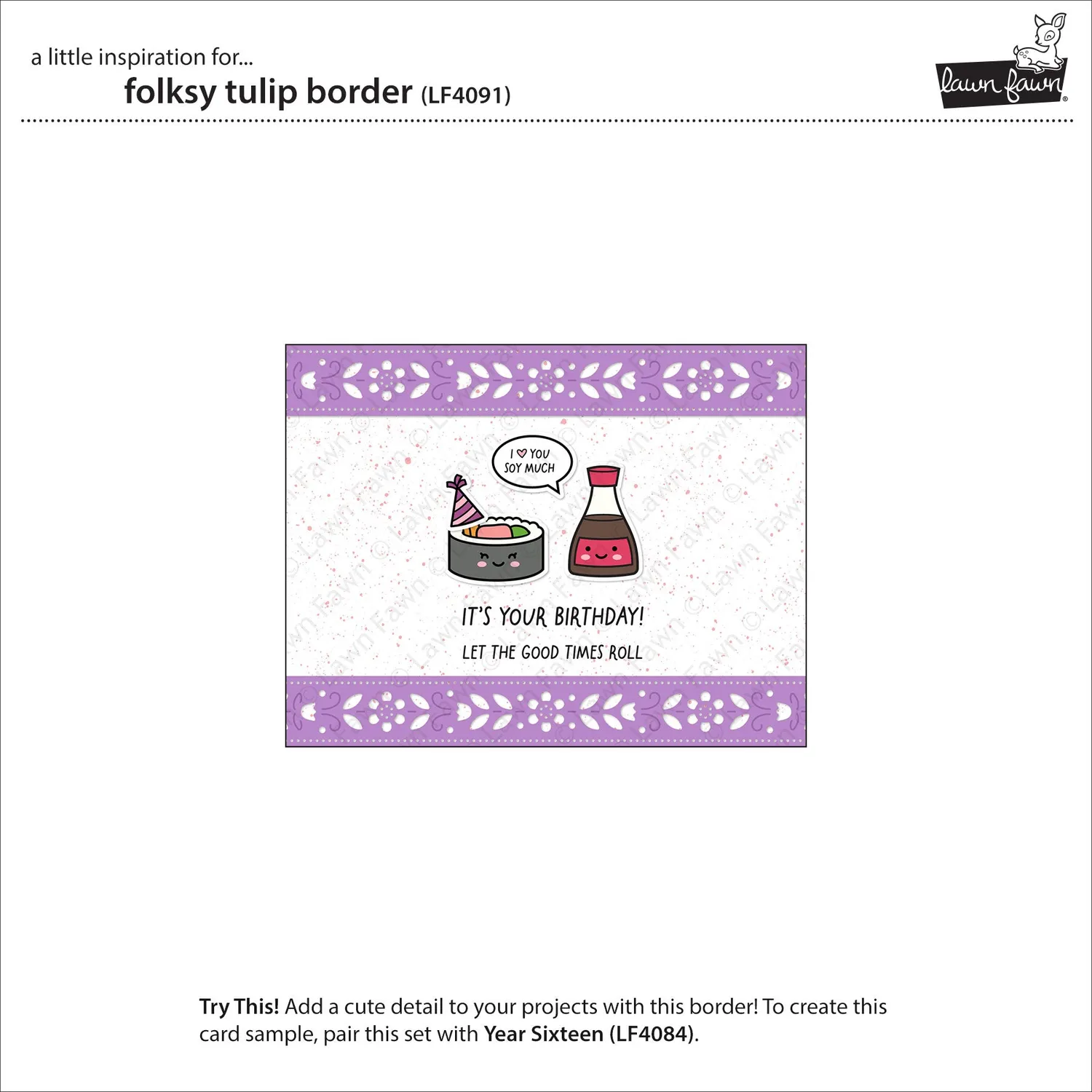 Lawn Fawn Folksy Tulip Border Stanzschablone