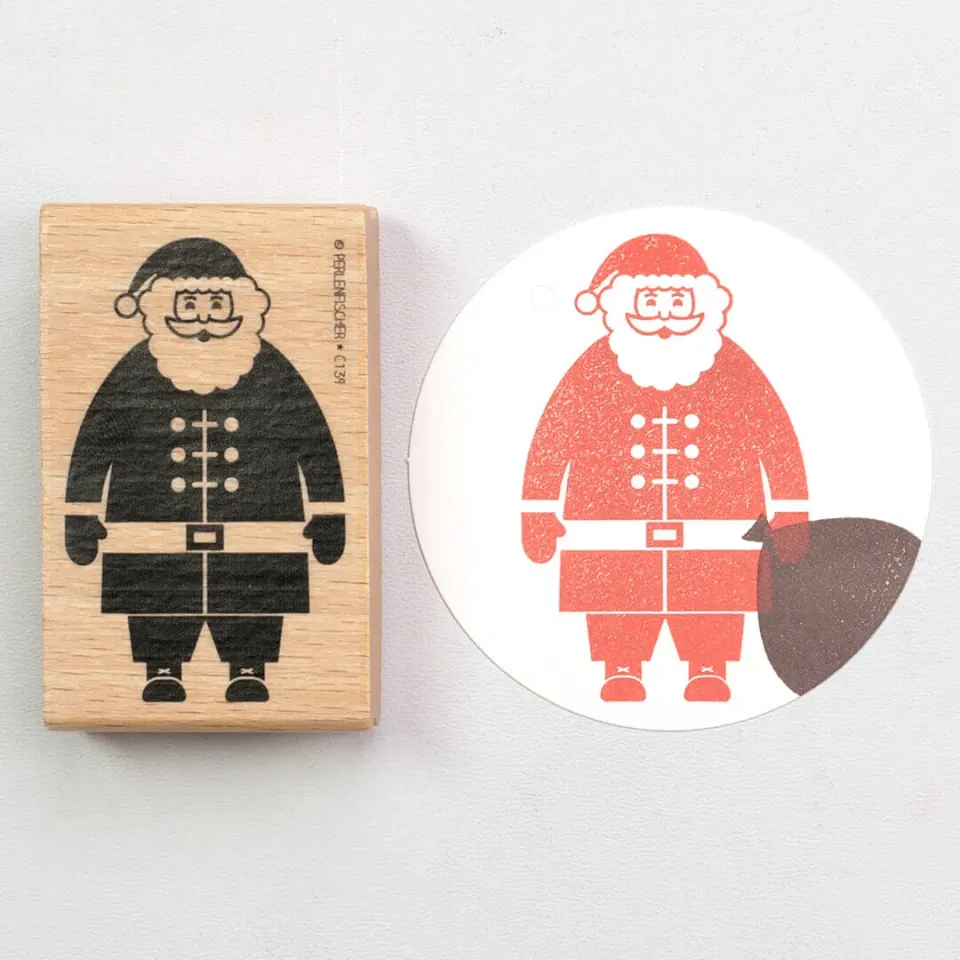 Perlenfischer Weihnachtsmann Stempel 41 x 67 mm Holz