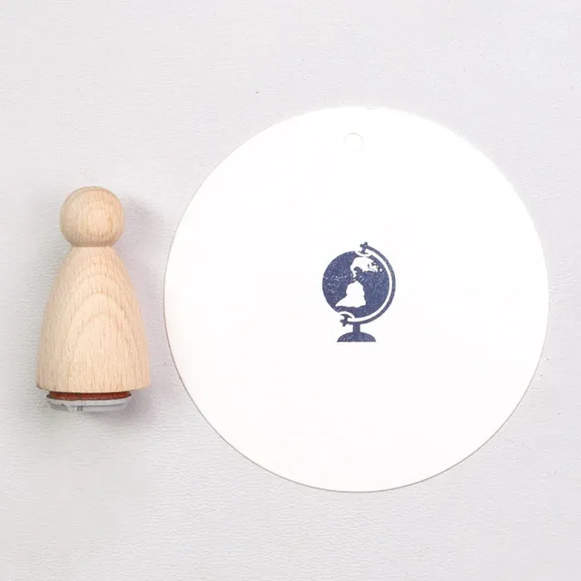 Perlenfischer Globus Holzstempel 20x14 mm