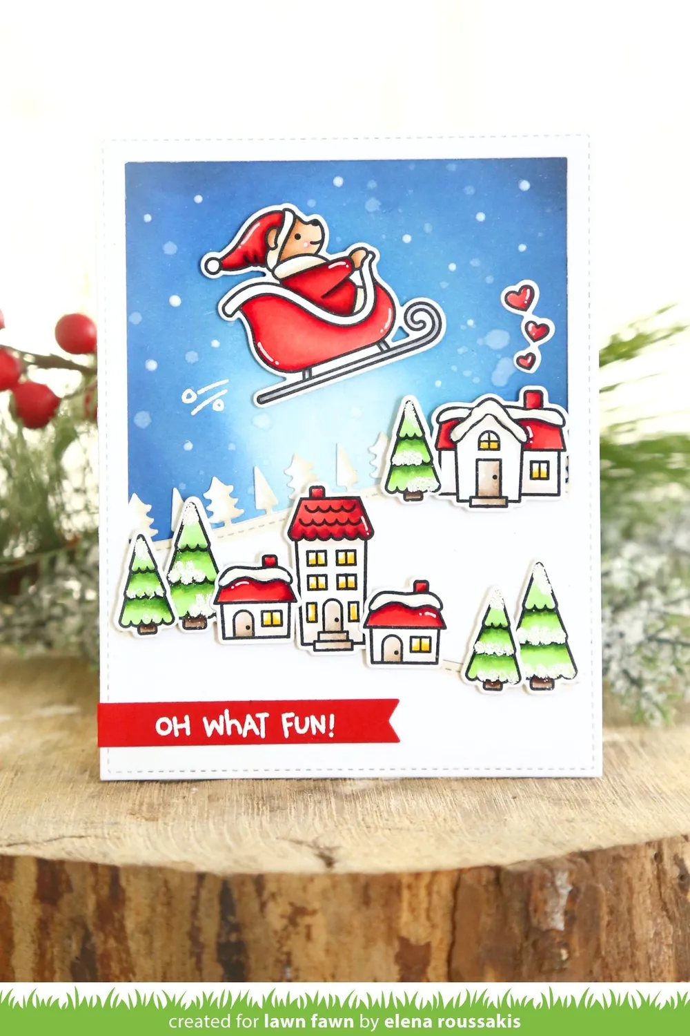 Lawn Fawn Oh What Fun Stempel Bär im Schlitten Mini