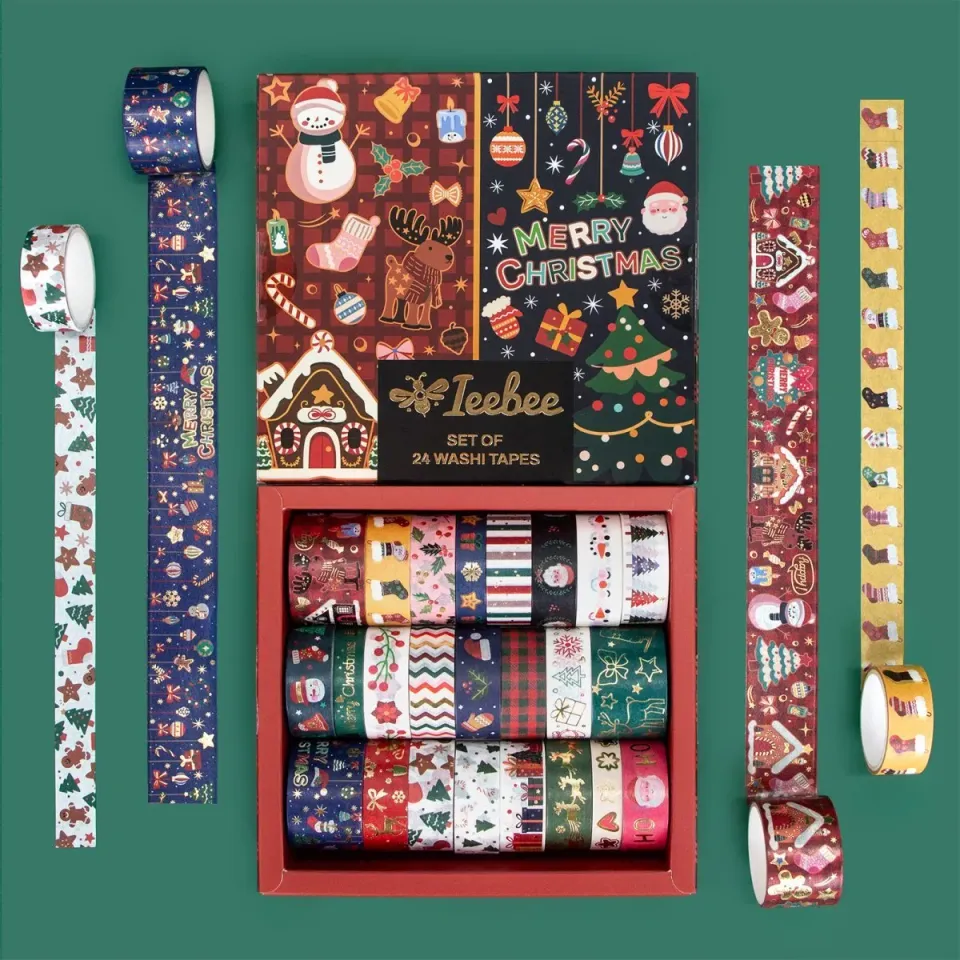 Ieebee Gold Foil Christmas Washi Tape Set 24 Rollen