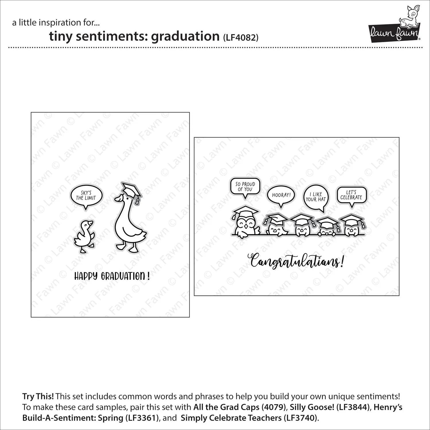 Lawn Fawn Tiny Sentiments Graduation Stempel Mini