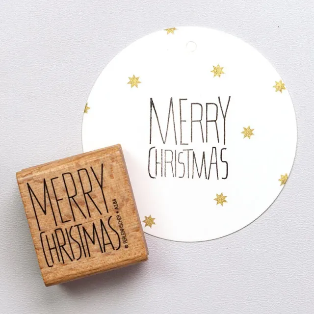 Perlenfischer Merry Christmas Textstempel 29x28 mm