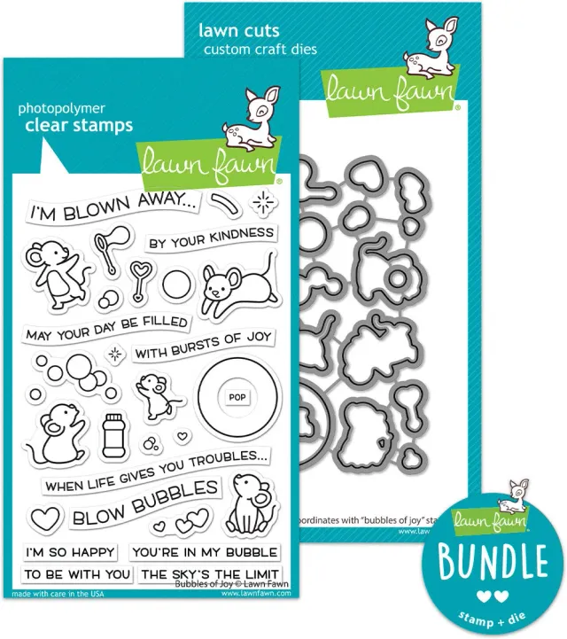 Lawn Fawn Bubbles of Joy Stempelset mit Stanzen Bundle Mäuse