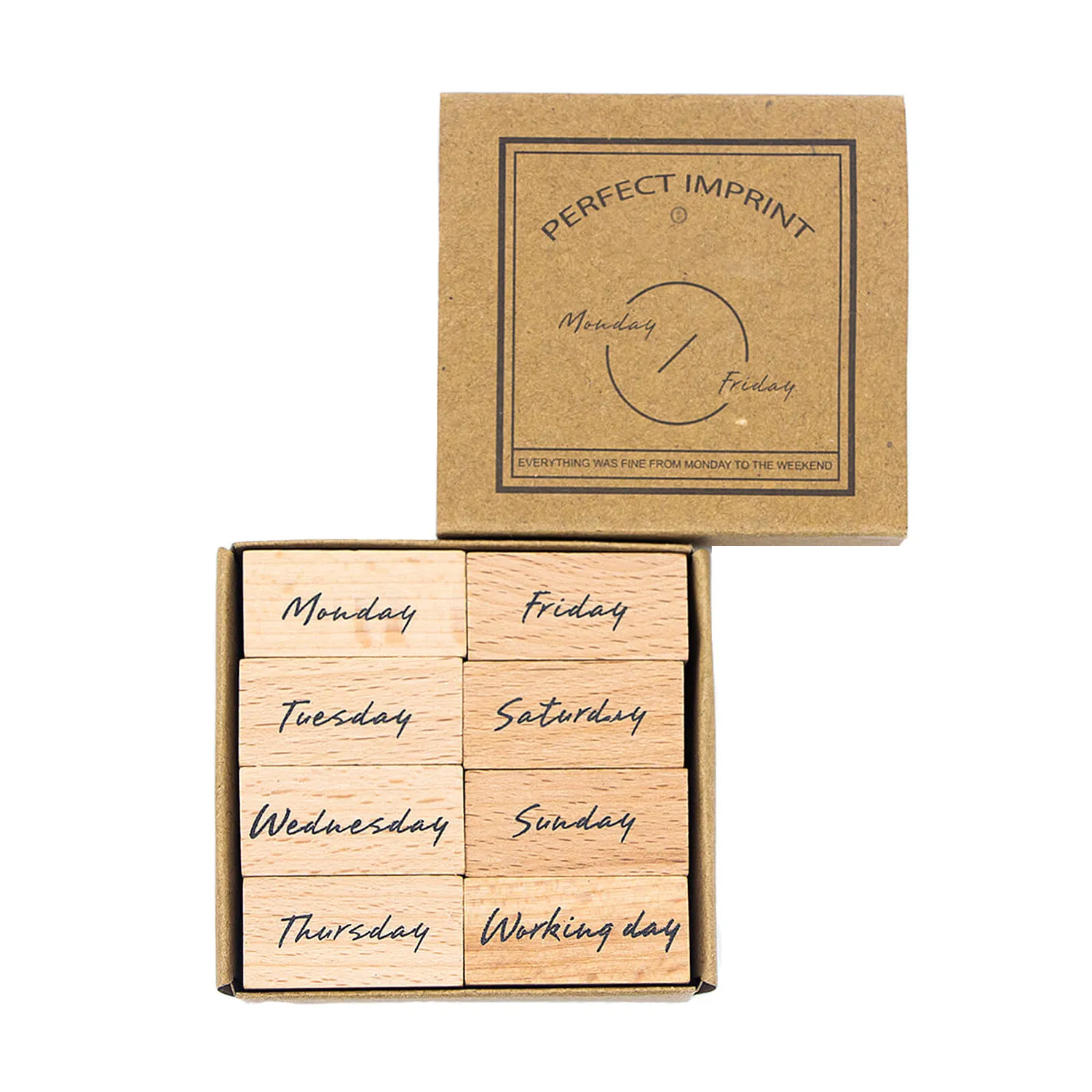 Ieebee Week and Month Stempel Holz 8 Stück Week Daten