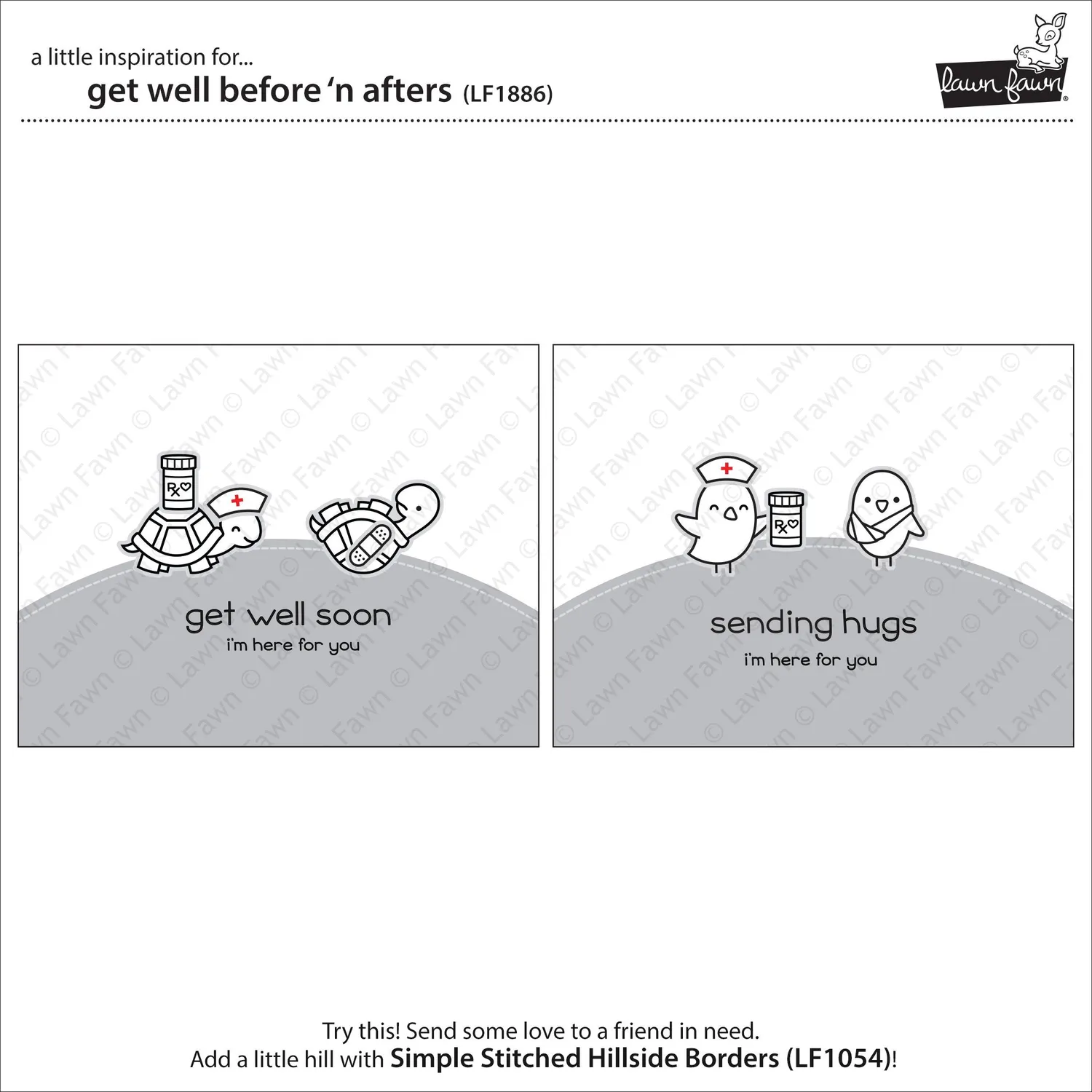 Lawn Fawn Get Well Before n Afters Stempelset Gute Besserung