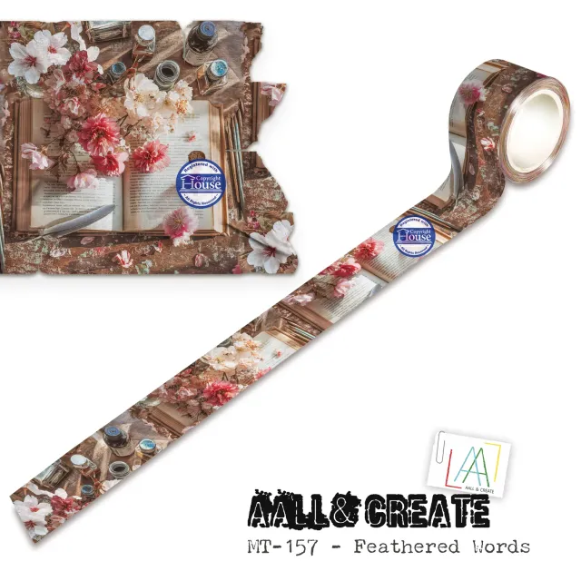 AALL and Create MT-157 Feathered Words Washi Tape 25mm