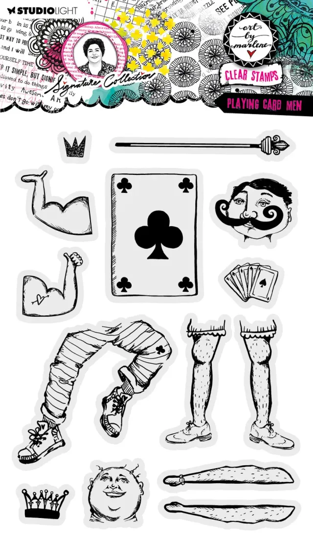 Art by Marlene Signature Playing card men Clear Stamp