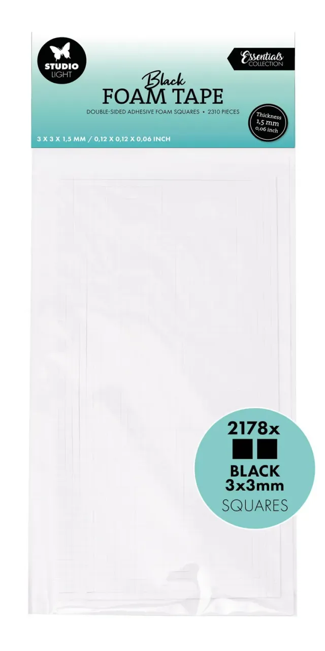 StudioLight Essentials Foam Tape Blöcke schwarz 3x3 mm 2380 Stück