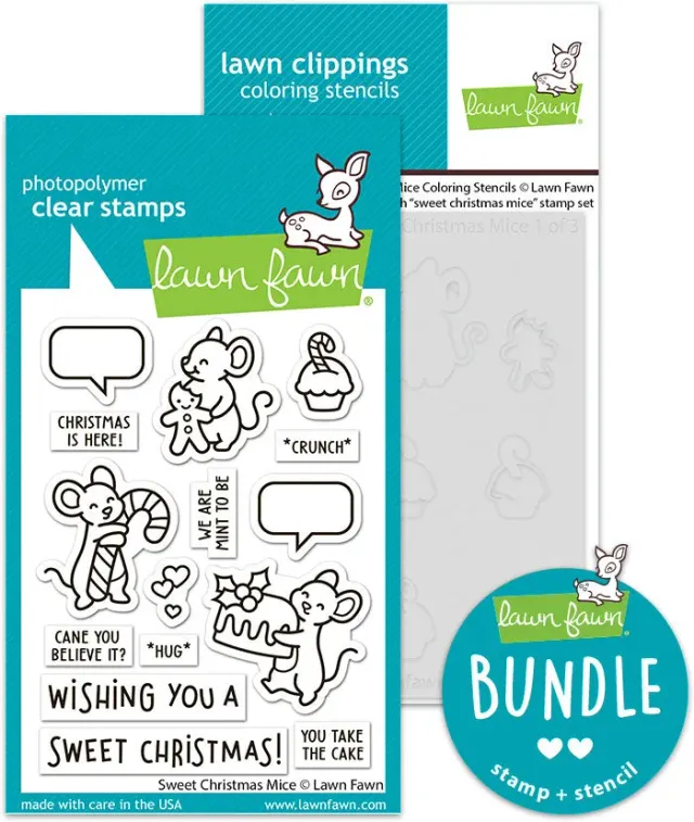 Lawn Fawn Sweet Christmas Mice Stempel Schablonen Bundle